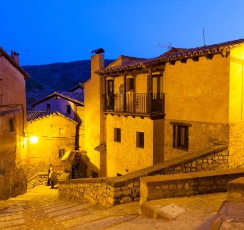 General view of Albarracin in evening. Aragon, Spain